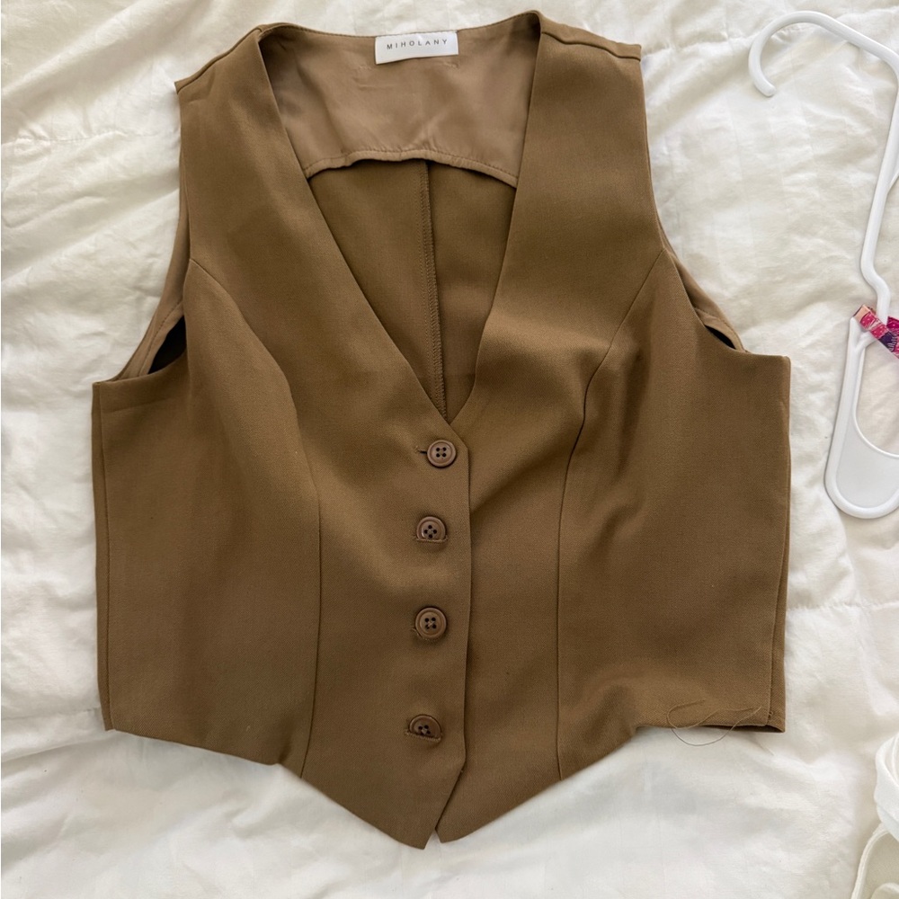 Brown Button-Up Vest
